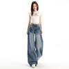 Design Sense Women's High Waist Studded Jeans: Autumn Straight-Leg Wide-Leg Pants