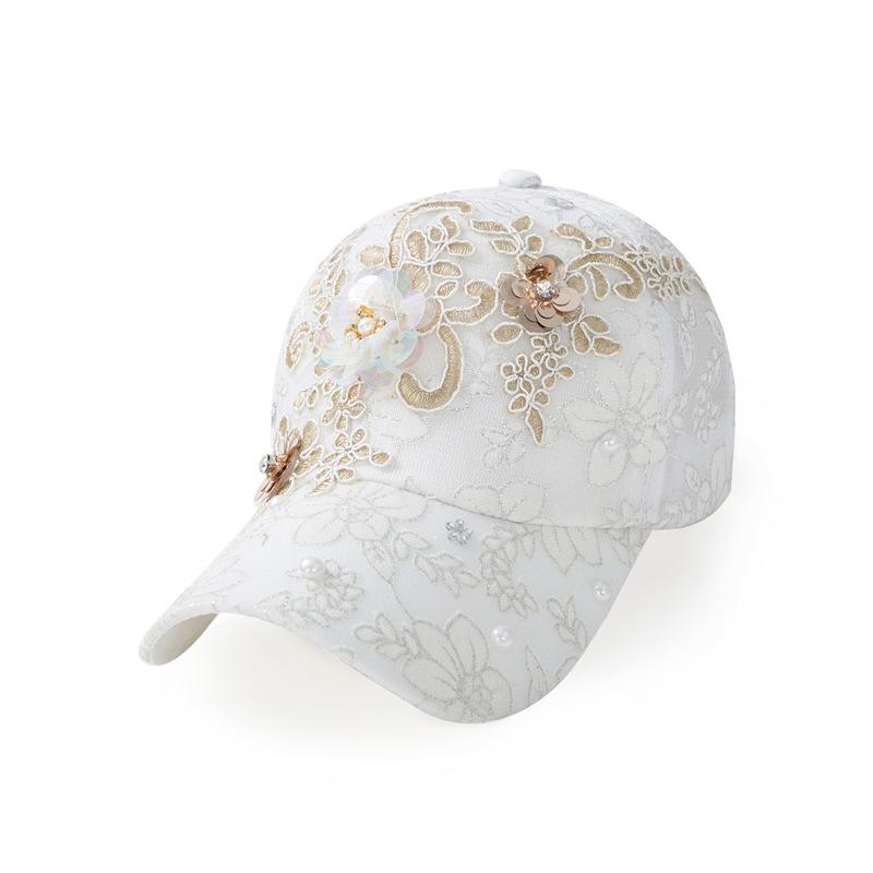 

Женская бейсболка с цветочным тиснением, солнцезащитная кепка с 3D-цветком, искусственным жемчугом и стразами, регулируемый размер, удобная дышащая кепка с козырьком белый