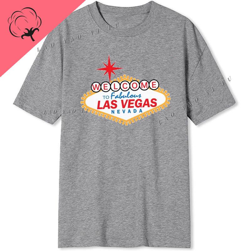 Bienvenue À Fabuleux Las Vegas T-shirtNevada Vintage Voyage entre Filles Vegas Las Vegas Coton Col Rond Manches Courtes T-shirts Graphiques