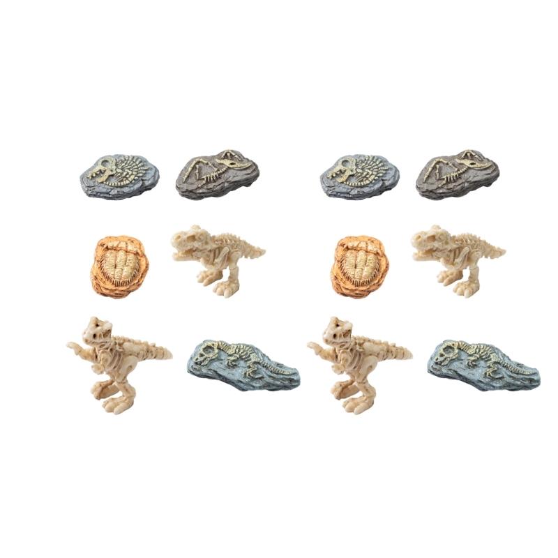 Miniature Resin Fossils Dinosaur Statue Model Mini Dinosaur Fossils Moss Landscape Ornament Educational Toy Figures