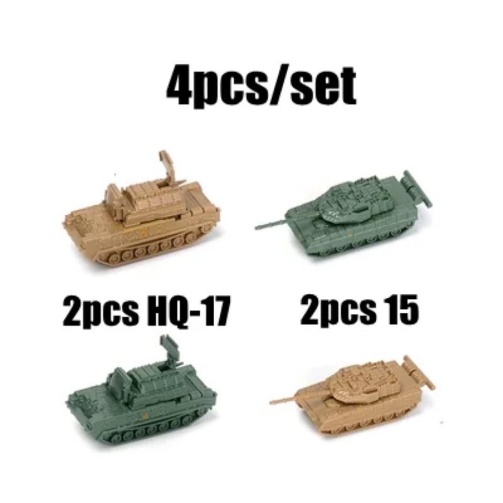 4D 1/144 Tank Pěchotní bojové vozidlo Raketomet Hotový model 4ks/sada Miniaturní vojenský model zbraně Hračka