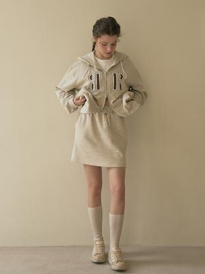 Leupeulle [Logo] Sweat Mini Skirt (Oatmeal)