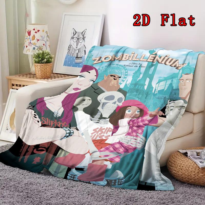Zombillenium-inspired 2D Flat Pattern Flannel Blanket High quality All Seasons Warmth and Comfort Perfect for Christmas Gifts.PMT0914225