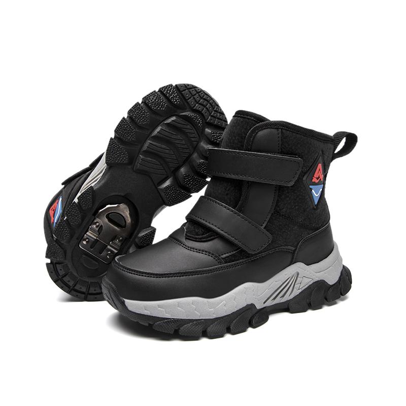 Children Warm Snow Boots Kids Winter Cotton Shoes Non-slip Snow Outdoor Warm Plush Boots High Top Warm Furry Footwear Waterproof Warm Sneakers