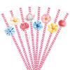 2025 New Style, Party Decoration, Creative Flower Flag Insertion, Disposable, Paper Drink Straws, Festival Decoration