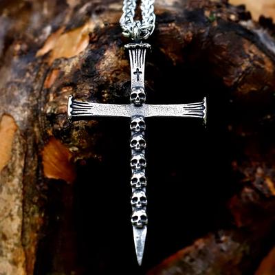 Nové kreativní návrhy Náhrdelník s křížovou lebkou pro muže Gotický punkový šperk jako dárek