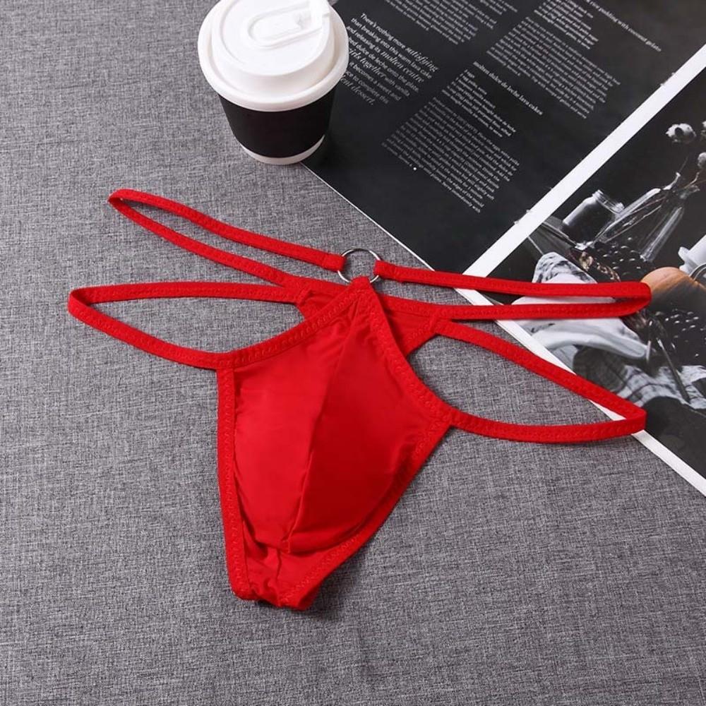 Mesh Men Underwear Hollow Out T-back Briefs Simple Men's Thin Thong Exotic