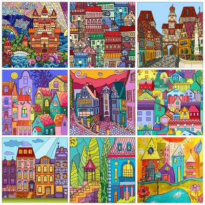 5D pełne kwadratowe okrągłe diamentowe malowanie dom zestawy do haftu krzyżykowego haft krajobraz mozaika miasto zestawy do robótek ręcznych Home Decor