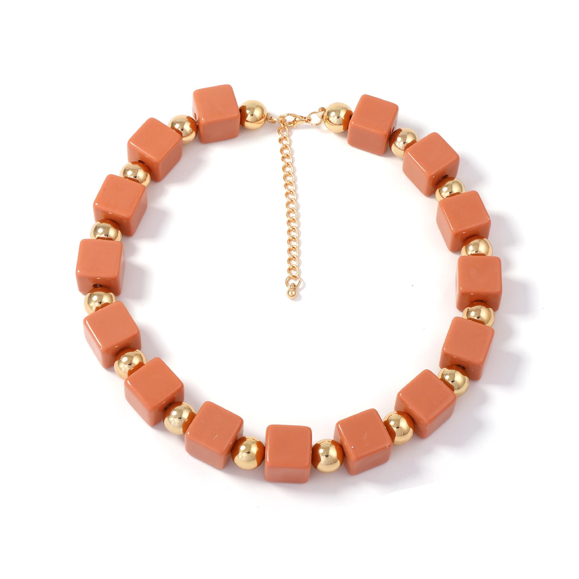 Минималистичный Персональный Многослойный Ручной Работы Геометрический Цветной Квадратный Бисерный Богемный Ожерелье Женские Модные Украшения коралловый