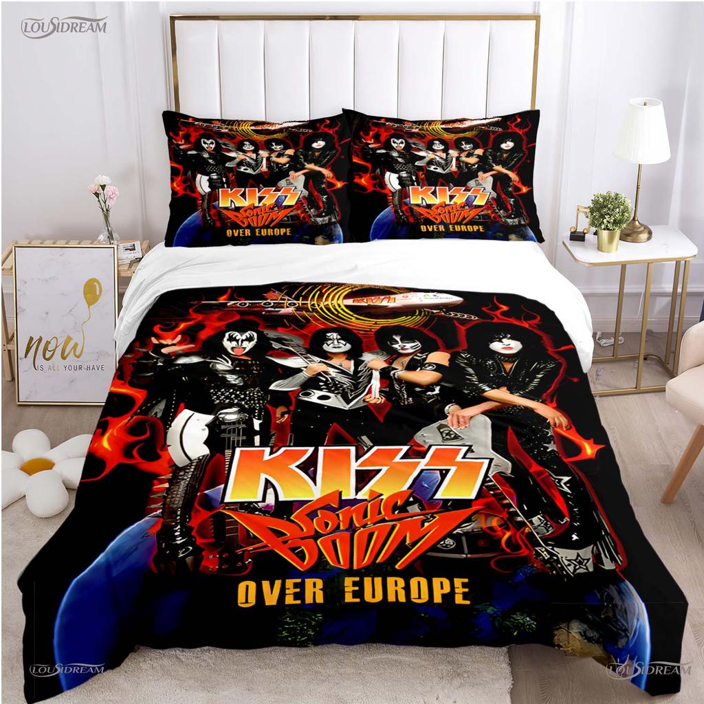 Kiss Band Rock Music All Season Duvet Cover Comforter Bedding Set Soft Quilt Cover And Pillowcases Teen Single/Double/Queen/King
