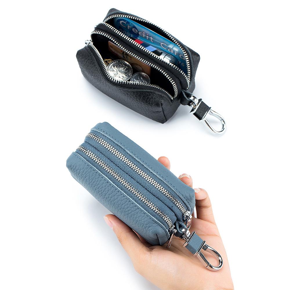 Large Capacity Key Bag Double Soft Multi-function Card Bag for Men and Women Coin Purse Key Bag Household First Layer Cowhide