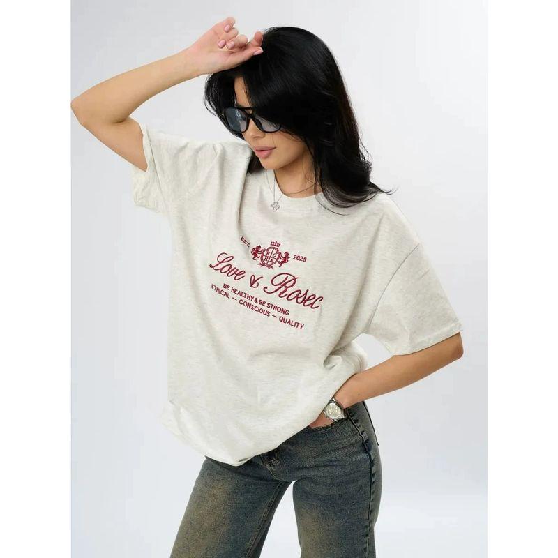 Loose Printed Casual T-shirt Top European and American Loose Casual Print Short sleeve T-shirt Top