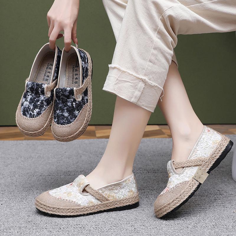 Shoes Women's Spring New Linen Shoes One Pedal Breathable Casual Shoes