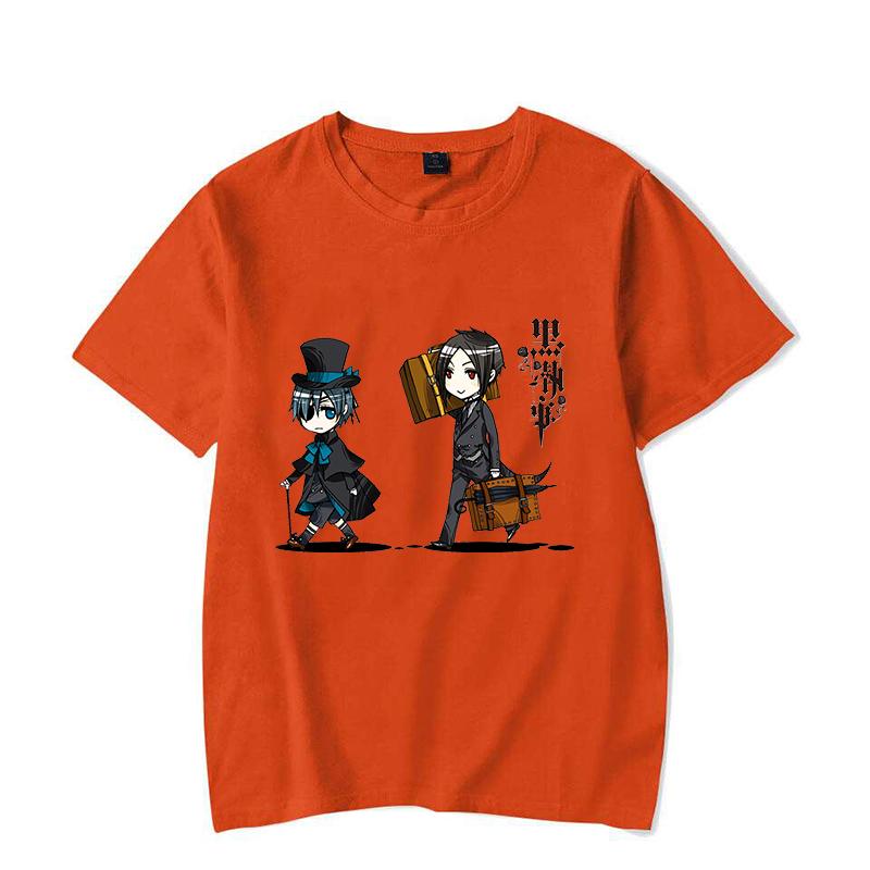 New Anime Black Butler Sebastian Michaelis Ciel Phantomhive Cartoon Print Short Sleeves Jesus Round Neck Men Woman T-Shirt