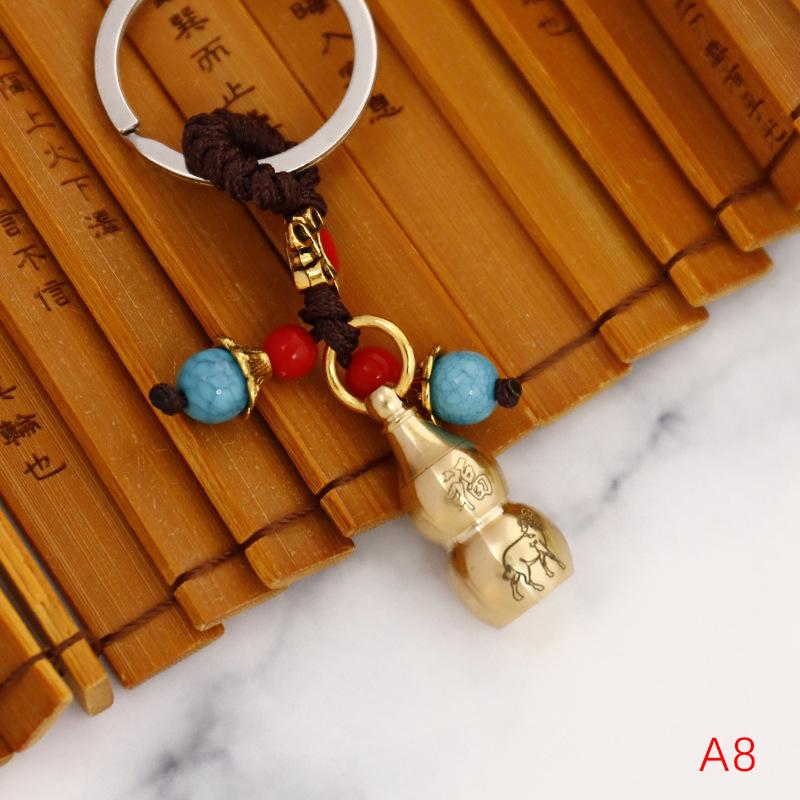 Twelve Zodiac Copper Gourd Pendant Open Hollow Pure Brass Ornaments Decoration Crafts Office Auspicious Ornaments