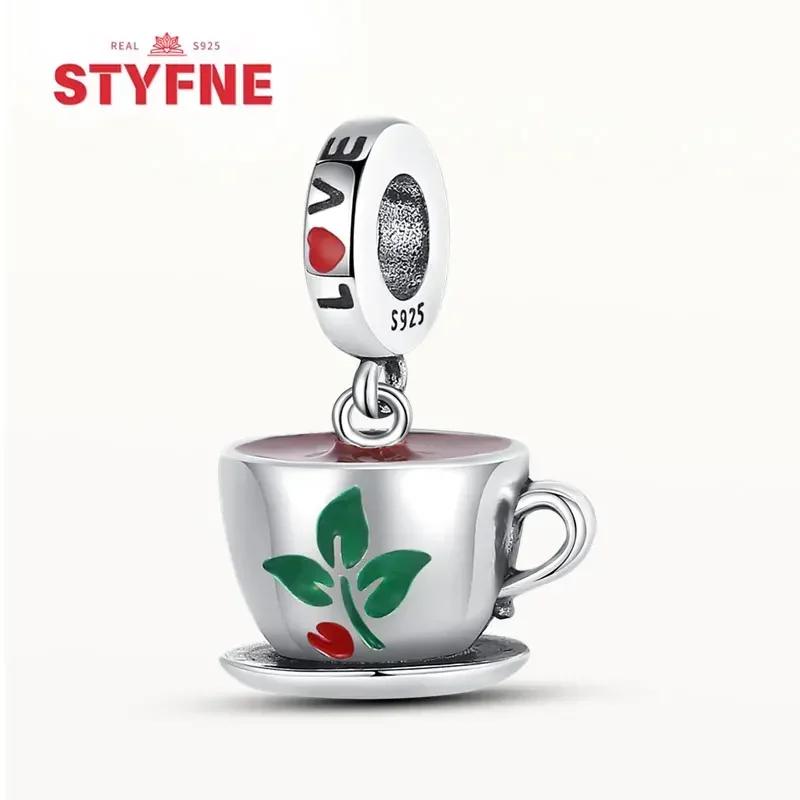 Coppermoe Paw Coffee Cup Beads Pendant Fit Charmscopper Original Bracelet For Women Fine Jewelry Diy Gifts