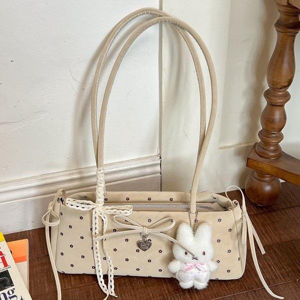 Korean Chic Bow Polka Dot Baguette Bag - Stylish Women's Shoulder & Handheld Bag