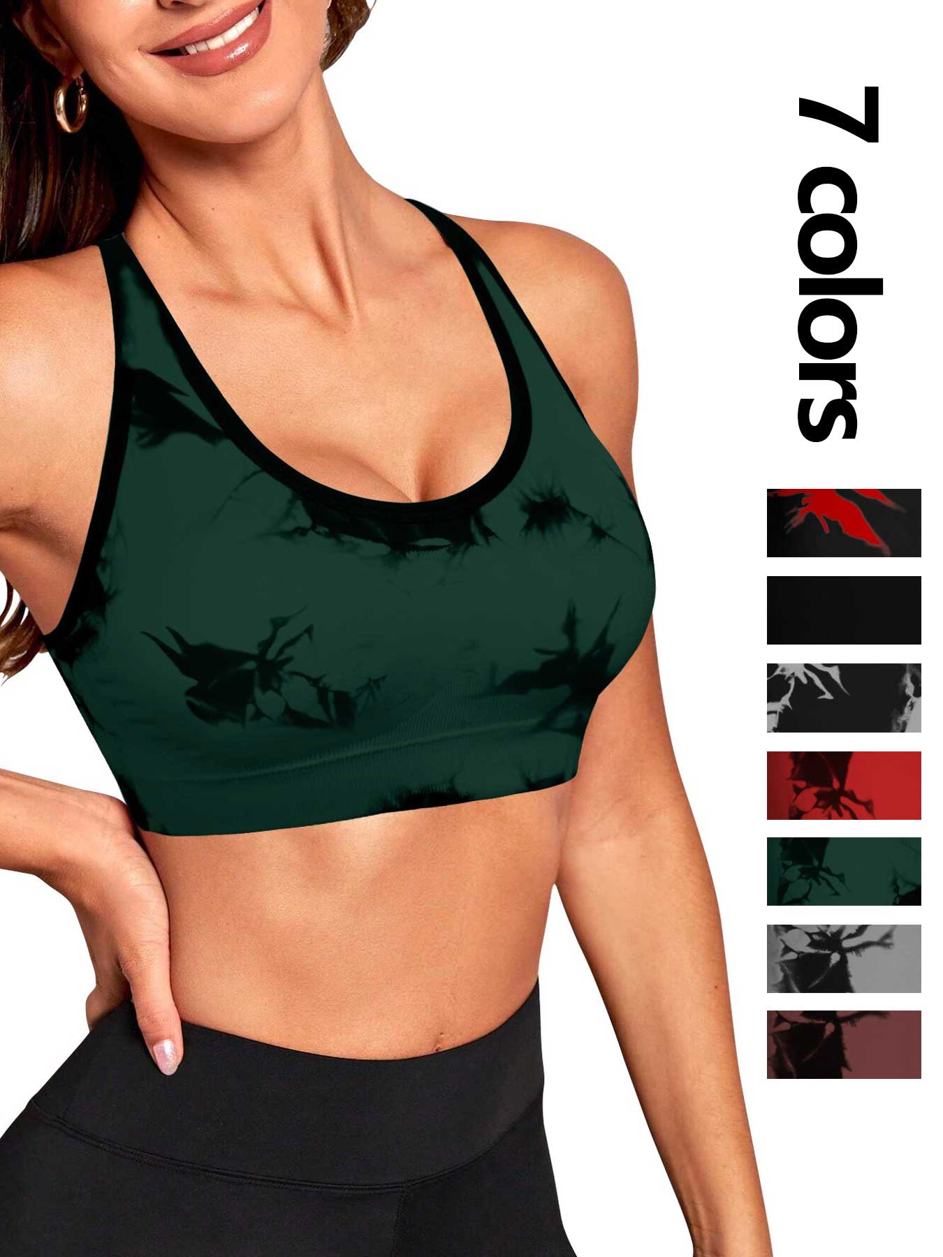 

Элегантный женский спортивный бюстгальтер для йоги с открытой спиной - регулируемые тонкие бретели, стильный спортивный бюстгальтер, бесшовный дизайн. XL темно-зеленого