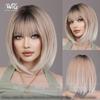 Women's Simulated Wig 31cm Hair Brown White Wig Short Straight Wig Full Head Cover Rose Hair Net Headwear Beauty Decoration Wig