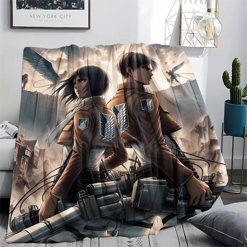 1PC Attack On Titan Print Flannel Blanket, High Quality All Seasons, Home Decor, Warmth and Comfort, Perfect for Christmas Gifts