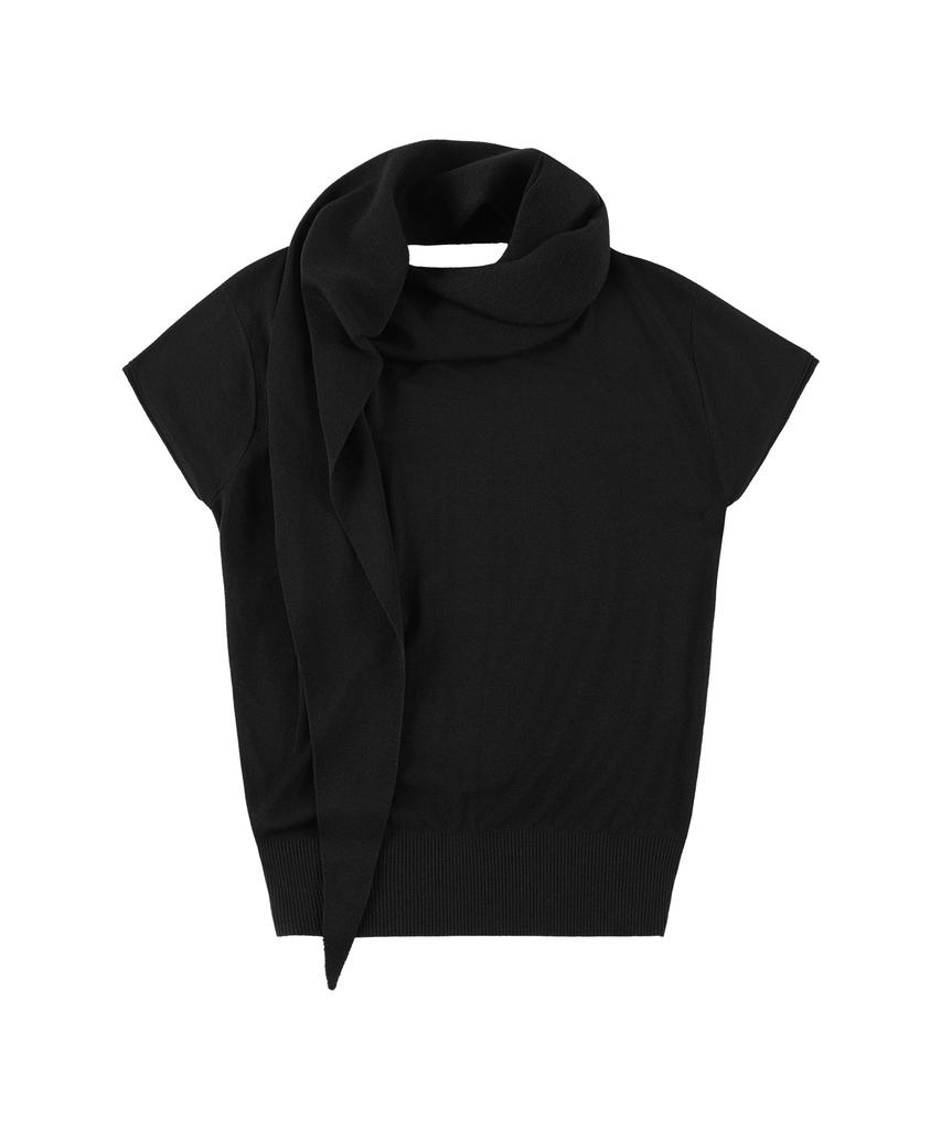 Siyajyu Sikn2178 Cowl Scarf Knit Top_Black