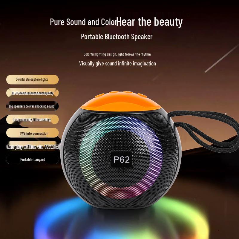 

Mini Bluetooth Speaker with Subwoofer, TWS Interconnection, Hi-Fi Surround Sound, Portable P62