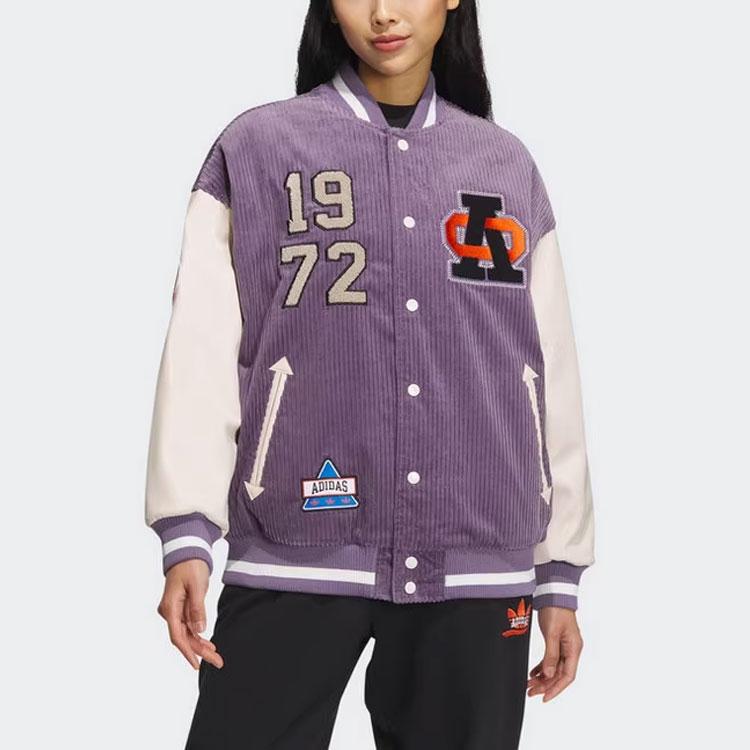 Adidas Originals Veste Bomber Ample Brodée Femmes Vêtements d'Extérieur Violet IN1080