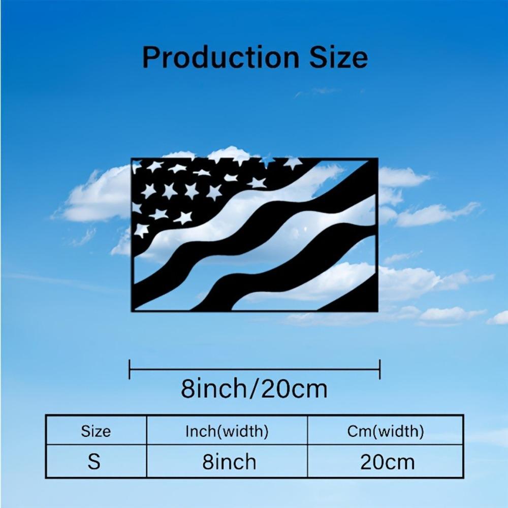 1pc USA Flag Metal Wall Art Black, Flat Silhouette Decorative Sign for Living Room Bedroom Office