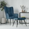 Vidaxl Armchair with Footrest, Blue, Upholstered In Velvet