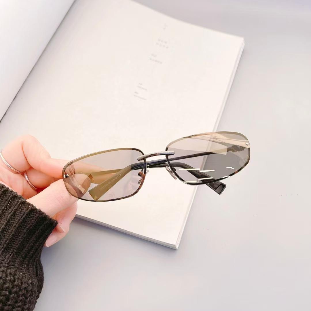 

New Style Sun Glasses For Women Oval Shape Rimless Uv Protection Sunglasses Men Fashion Trendy Female Sunglass