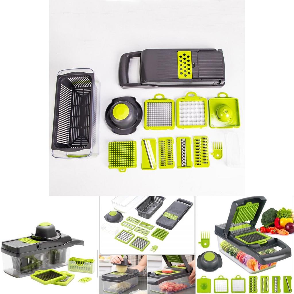 Vegetable Cutter Fruit Slicer Grater Shredder Drain Basket Slicer 8 In 1 Gadgets