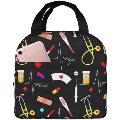 Krankenschwester Wiederverwendbare Isolierte Lunchtasche Auslaufsichere Tragbare Lunchbox mit Seitentasche Thermokühltasche Bento-Box für Arbeit Picknick Reise