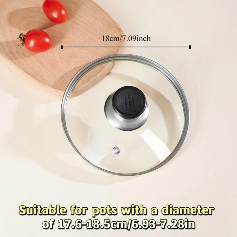 

14-38cm/6-15in Tempered Glass Pot Lid Black Plastic Knob Anti-scalding Vertical Pan Lid Universal Heat Resistant