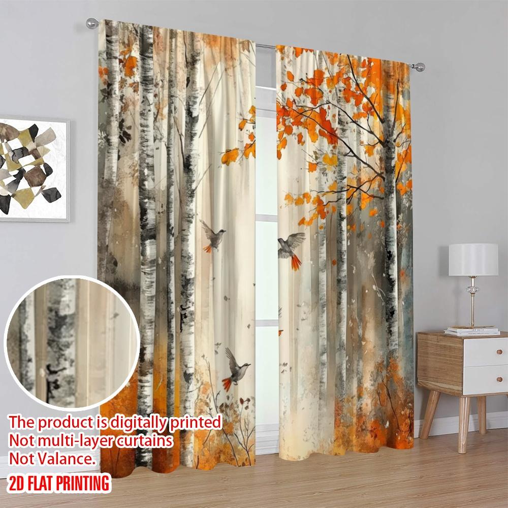 2 Stück, 2D-Flachdruck Vorhang Beliebte Herbstsymphonie Vielseitiger Polyesterstoff (ohne Stange) Feiertagsgebrauch für Wohnzimmer,