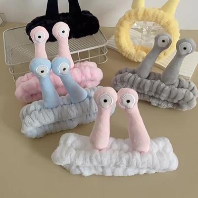 Korean Cute Snail Plush Headband - Creative Cartoon Hair Tie for Face Washing