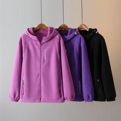 Plus Size Women's Hooded Fleece Windbreaker Jacket - Warm Autumn/Winter Top