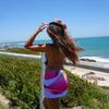 Summer Vacation Printed Slim Women's Suit Fashion Backless Hollow Lace Up Beach Outfit Sexy Asymmetrical Top with Mini Skirt Set