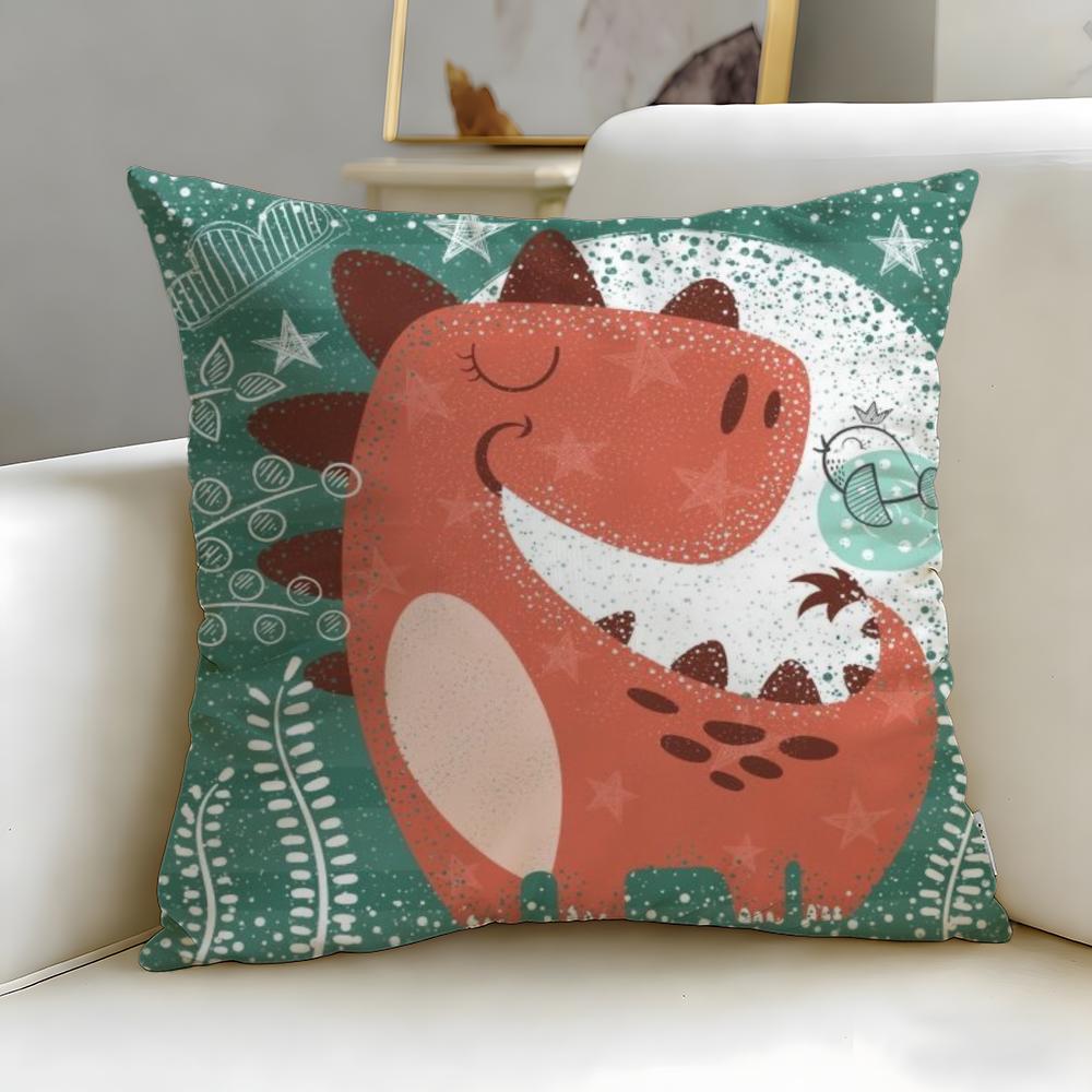cartoon theme Cartoon Dinosaur Cushion Cover Soft & Easy-Wash Pillow Case – Versatile for Couch, Bed, Travel and Office