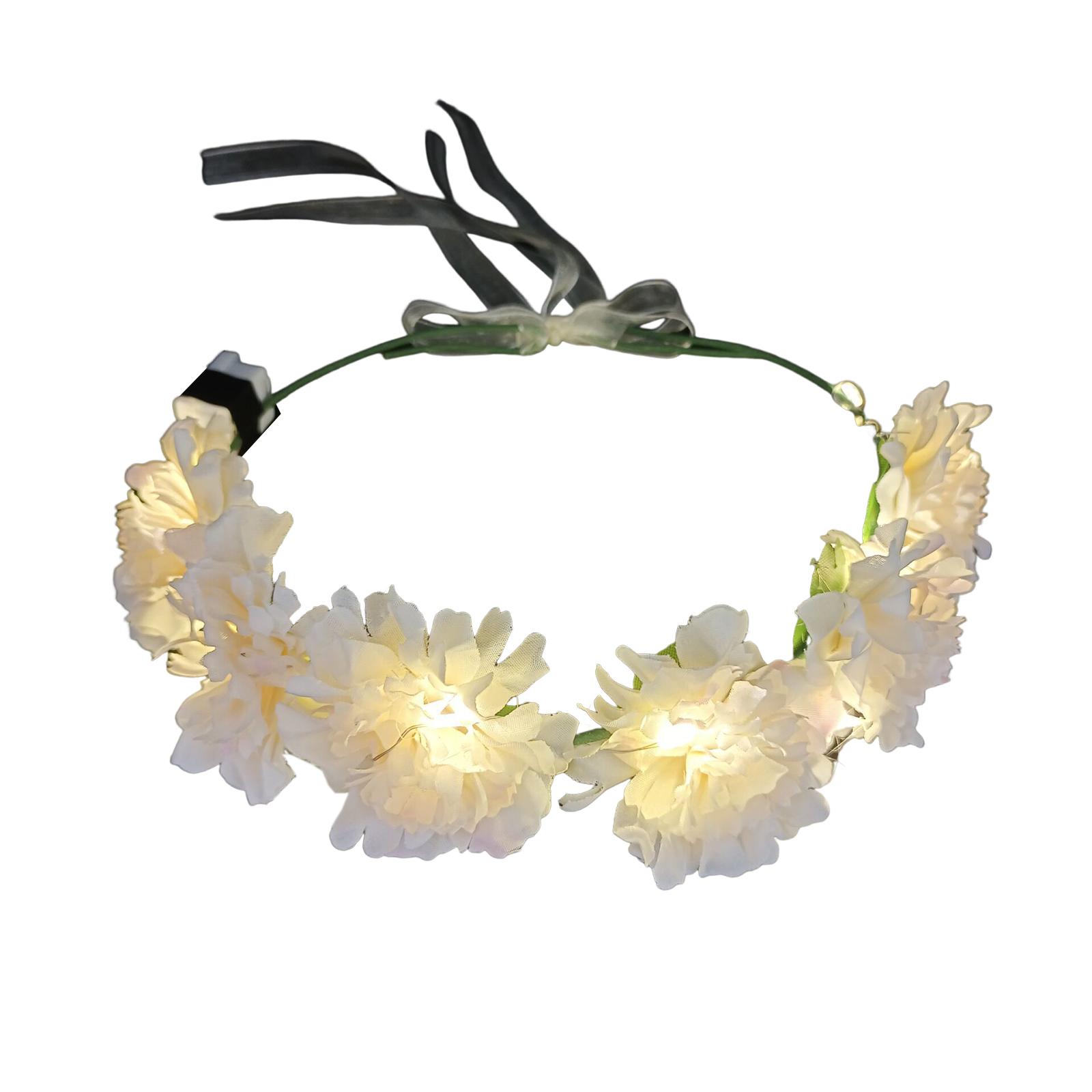 

Glowing Flower Crowns Led Flower Headband Light up Floral Crowns Light Up Headband for Women Luminous Led Floral Crowns бежевий