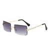 Vintage Brown Square Sunglasses Woman Luxury Brand Small Rectangle Sun Glasses Female Gradient Mirror Rimless Oculos De Sol