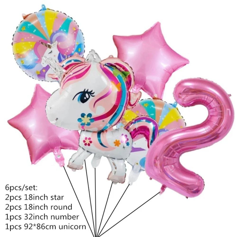 6 Pieces Rainbow Unicorn Themed Aluminum Foil Balloon Baby Shower Boy Girl Birthday Party Holiday Party