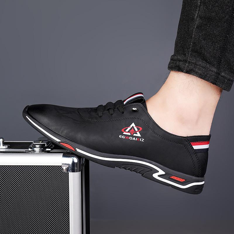 

Men s leather shoes genuine leather 2025 new summer breathable versatile casual one-pedal driving shoes British cowhide trendy shoes 44 чорний