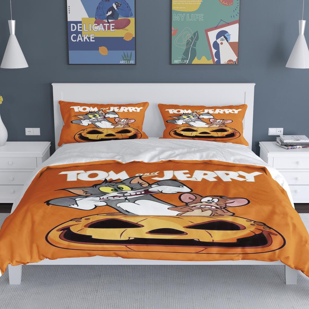 Duvet Cover Cats Set for Childern Home Boys Girls Cartoon Co-branded Jerry Mouse Modern 2 Piece Bedding Sets
