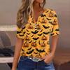 Women's T Shirt Halloween Print Button Short Sleeve Daily Weekend Fashion Basic V- Neck Regular Top