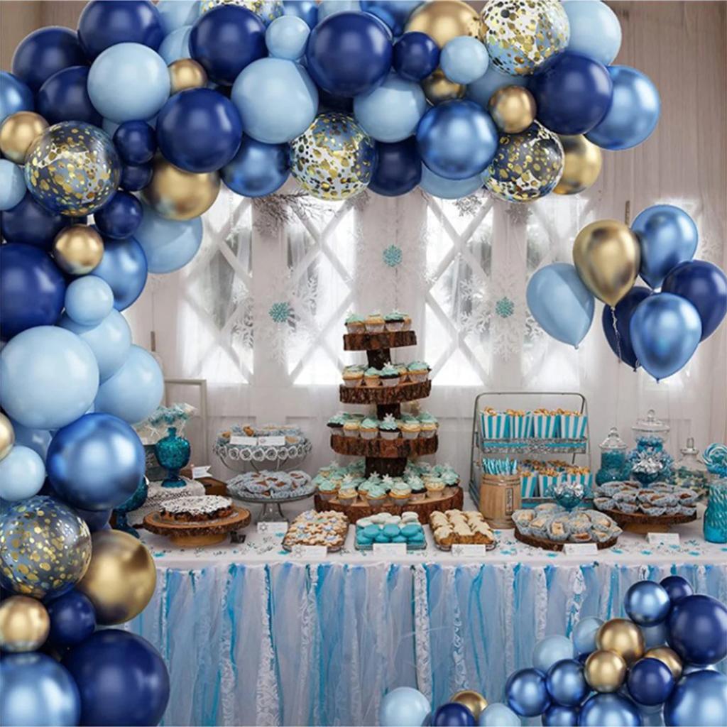 Blau Metallic Luftballongirlande Set Goldener Luftballonbogen Geburtstagsparty Dekoration Hochzeit Geburtstag Taufe