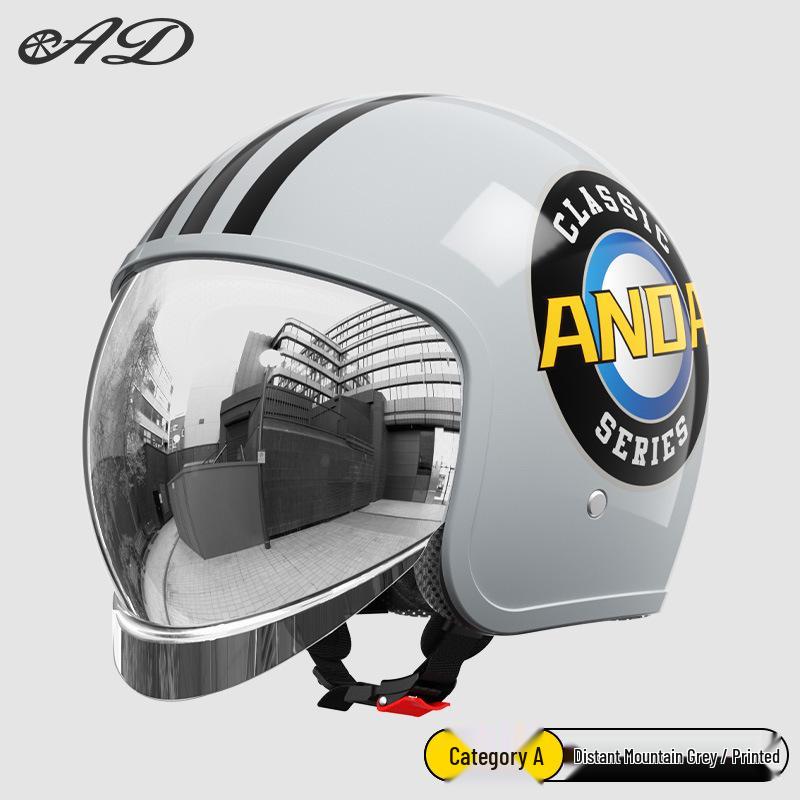 3C Certified AD Electric Motorcycle Helmet, All-Season Half Helmet for Men and Women, Winter-Proof for Scooter Commuting