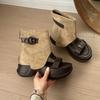 Fashion Women's Fashion Retro Design Open Toes Casual Cool Boots 2025 Summer New Comfortable Versatile Thick Soled Clip Toes Short Boots
