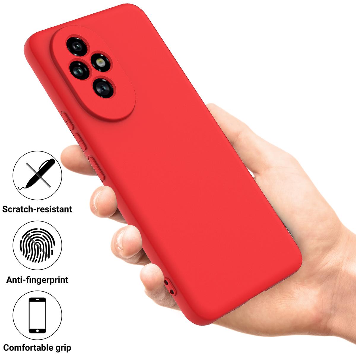 

For Honor 200 5G Neo Case Anti-Drop Liquid Silicone Phone Cover with Strap Yellow