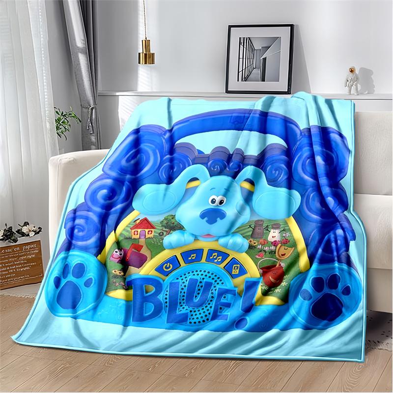 

Cute Blue Puppy Print Flannel Blanket, Pink Kids Cartoon Dog Throw Blanket 80cm x 120cm