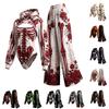Women's Casual 3 Piece Halloween Print Outfit Set with Cropped Hoodie, Strappy Cami Vest and Pants